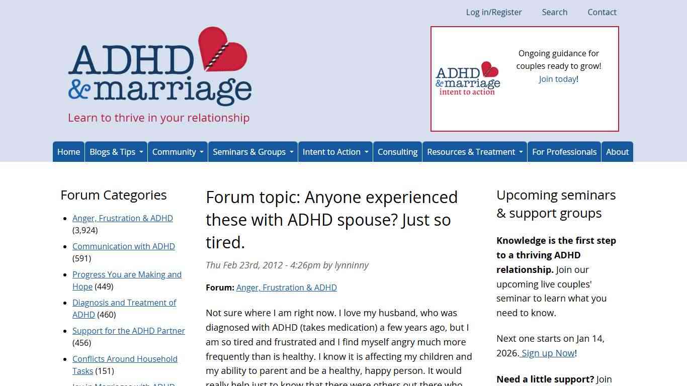 Anyone experienced these with ADHD spouse? Just so tired. | ADHD and Marriage