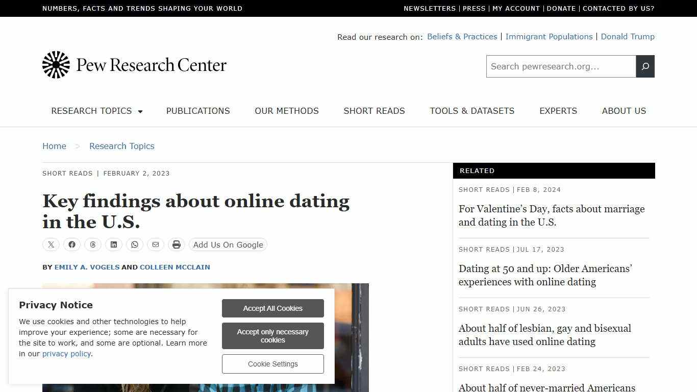 Key findings about online dating in the U.S. | Pew Research Center